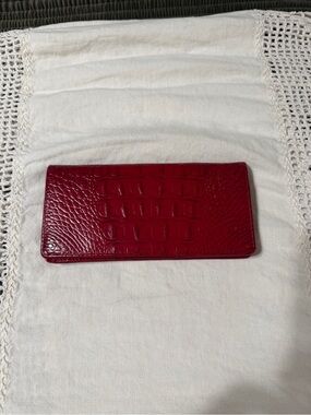 Vintage Brahmin Red Croc-Embossed Long Slim Wallet